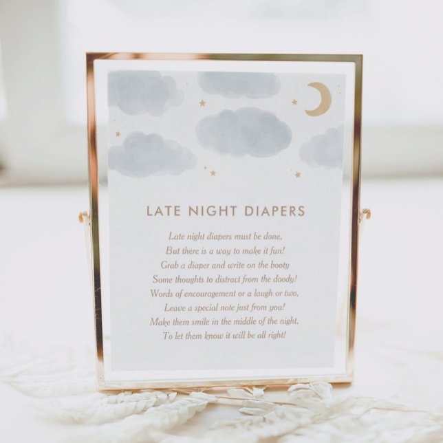 Póster Moon Stars Baby Shower Late Night Diapers (Subido por el creador)