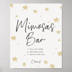 Póster Moon Stars Baby Shower Mimosa Bar Rótulo