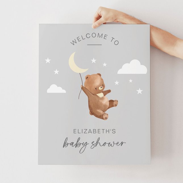 Póster Moon Stars Bear Bienvenida Baby Shower (Subido por el creador)