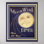 Póster Moon Wink Diner 16 x 20 Poster<br><div class="desc">Vintage All Nite Diner Advertisement Poster 16 x 20</div>