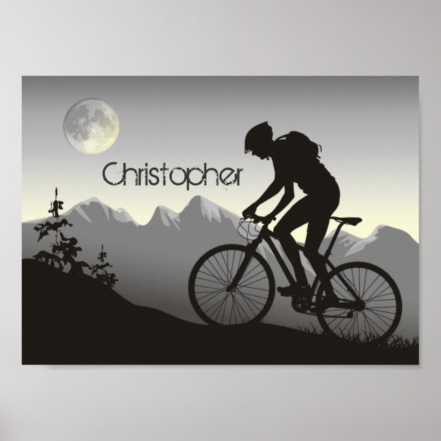Póster Moon y bicicleta de montaña de silueta personaliza (Frente)