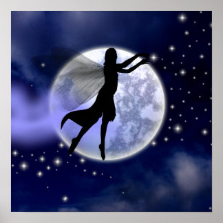 Póster Moonlight Fairy Silhouette