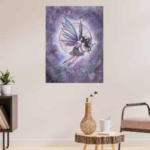 Póster Moonlight Flight Fairy and Moon Fantasy Art