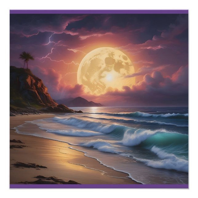 Póster Moonlight Midnight Beach 6 (Anverso)