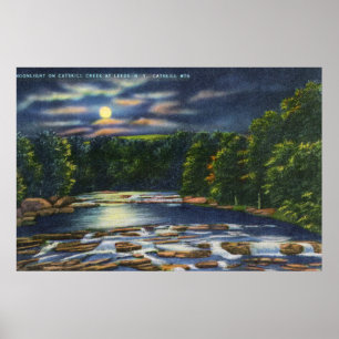 Póster Moonlight Scene on Catskill Creek
