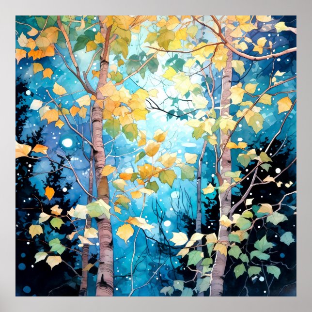 Póster Moonlit Autumn Forest Art (Frente)