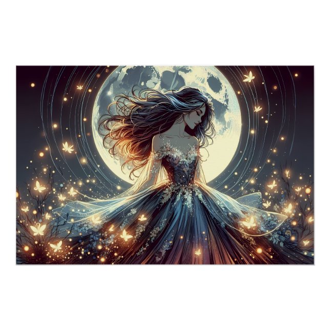 Póster Moonlit Butterfly Enchantress Fantasy (Anverso)