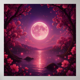 Póster Moonlit Cherry Blossom Serenity