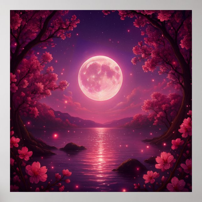 Póster Moonlit Cherry Blossom Serenity (Frente)