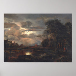 Póster Moonlit Landscape - van der Neer Fine Art Poster