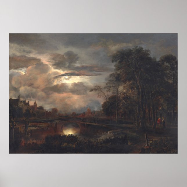 Póster Moonlit Landscape - van der Neer Fine Art Poster (Frente)