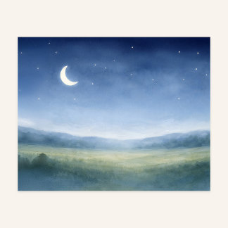 Póster Moonlit Meadow Nursery Wall Art