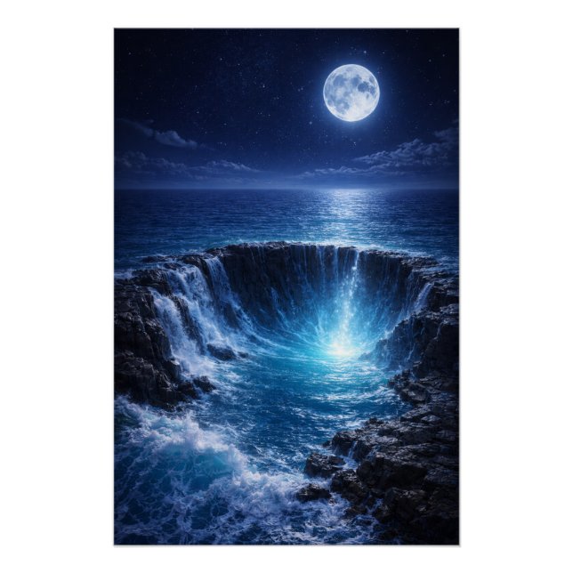 Póster Moonlit Ocean Abyss – Mystical Fantasy Seascape (Anverso)