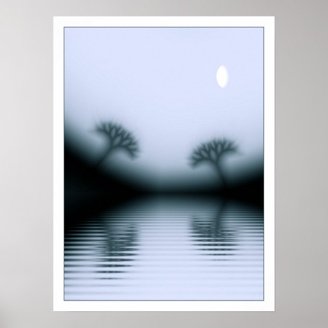 Póster Moonlit Trees and Lake (Frente)