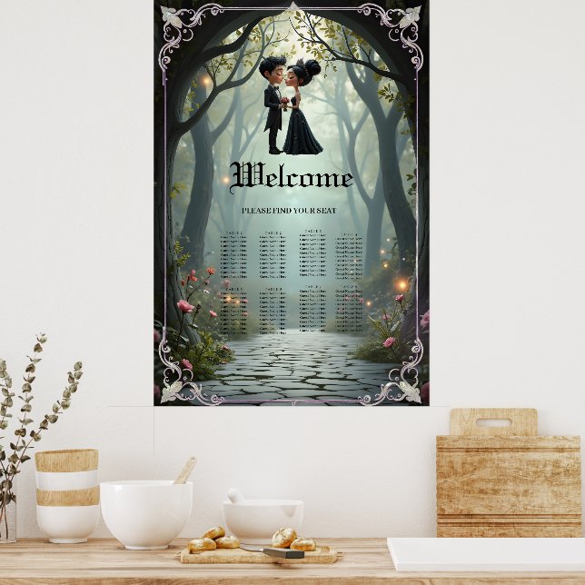 Póster Moonlit Vows – A Cute Gothic Wedding Moment.  (Cocina)