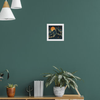 Póster Moonlit Wolves & Mount Fuji – Japanese Night Art
