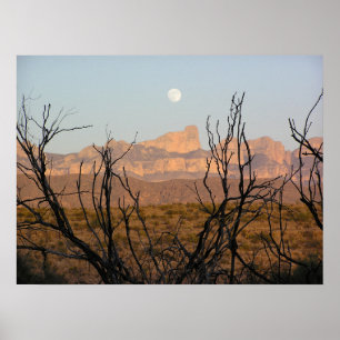 Póster Moonrise El Pico - Big Bend, Texas