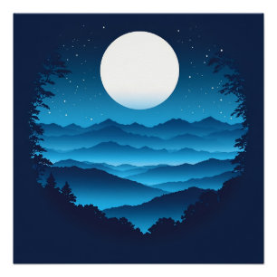 Póster Moonrise Over the Blue Ridge