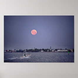 Póster Moonset de la Superluna sobre Maratón, Florida