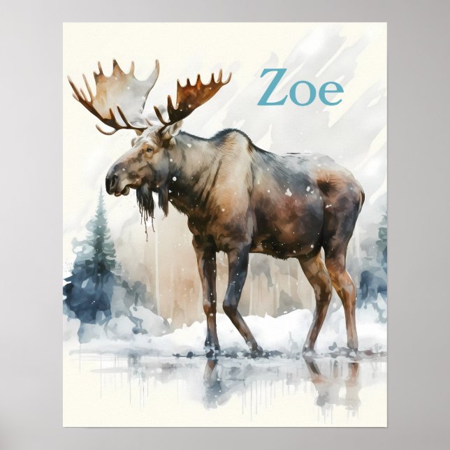 Póster Moose acuático de los vibradores de invierno - niñ (Frente)