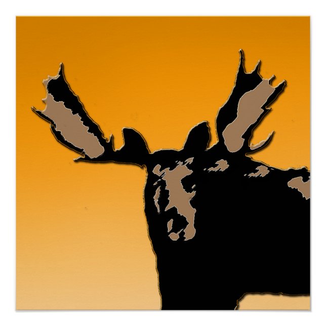 Póster Moose al atardecer - Original Wildlife Art (Anverso)