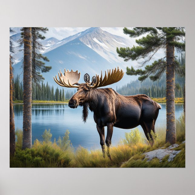 Póster Moose by Lake 1 (Frente)
