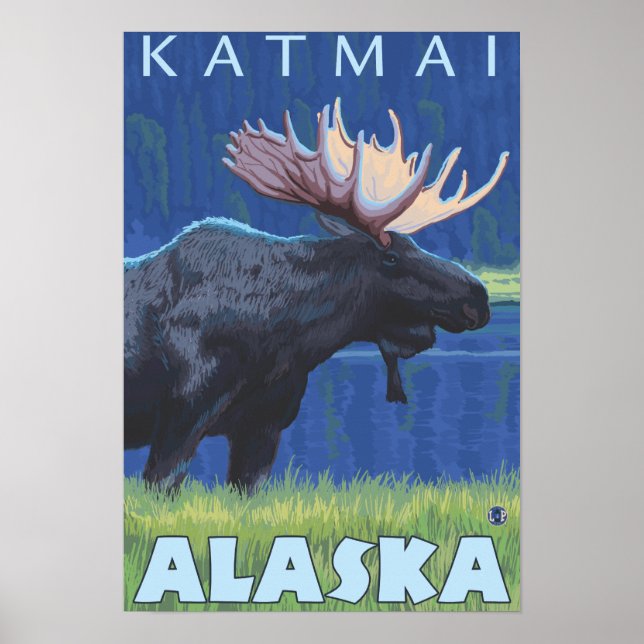 Póster Moose de noche - Katmai, Alaska (Frente)