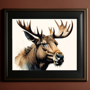Póster Moose de pintura acuarela 5:4