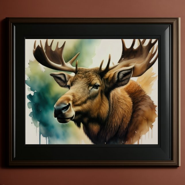 Póster Moose de pintura acuarela 5:4 (Subido por el creador)