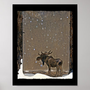 Póster Moose in Snow