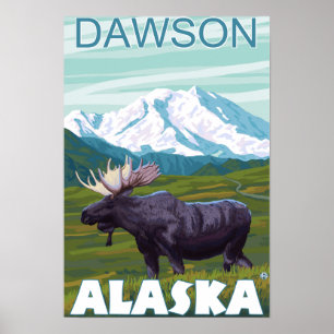 Póster Moose Scene - Dawson, Alaska