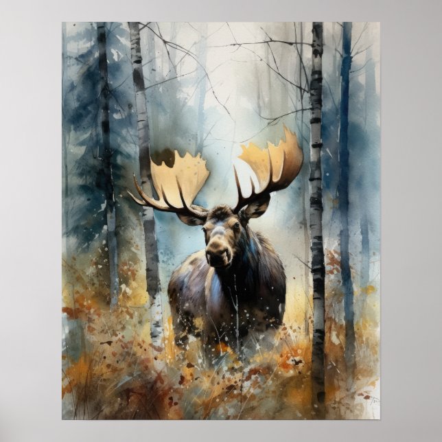 Póster Moose Woodland Animal Art Print Poster (Frente)