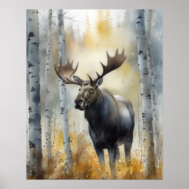Póster Moose Woodland Animal Art Print Poster (Frente)