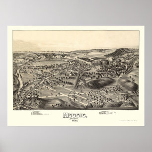 Póster Moosic, mapa panorámico del PA - 1892