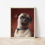 Póster Mops | Carl Reichert<br><div class="desc">Mops | Carl Reichert’s Mops is a captivating portrait of a curious-looking pug set against a moody burgundy background. The painting highlights the pug’s expressive face and wrinkled features, rendered with exquisite detail and lifelike texture. The rich tones of the background create a dramatic contrast, emphasizing the playful yet dignified...</div>