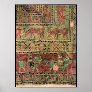 Póster Moqueta de mosaico que representa caballos y jinet