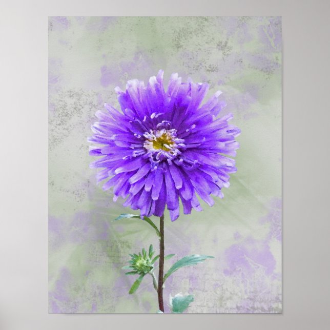 Póster Morado acuarela Dahlia (Frente)