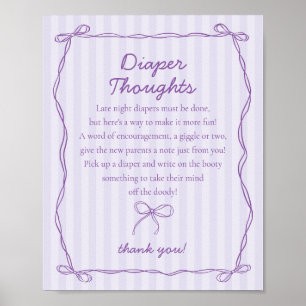 Póster Morado Coquette Bow Lavender Diaper Thoughts Rótul