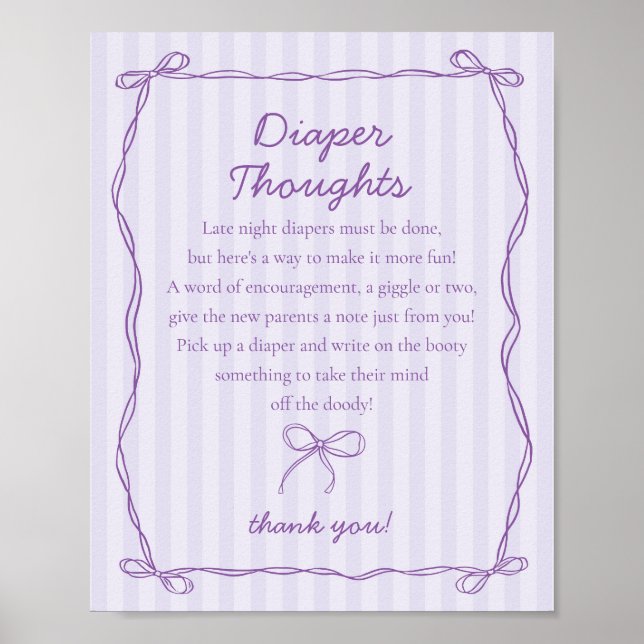 Póster Morado Coquette Bow Lavender Diaper Thoughts Rótul (Frente)