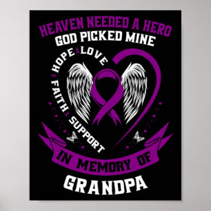 Póster Morado en memoria de mi abuelo, cáncer pancreático