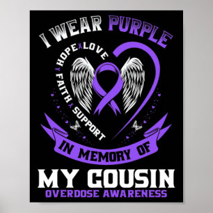 Póster Morado En Memoria De Mi Primo Advirtiendo La Sobre
