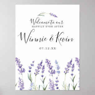 Póster Morado Floral, Boda Lavender