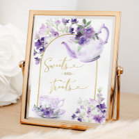 Morado Floral Bridal Ducha Té Dulces y Tratamiento
