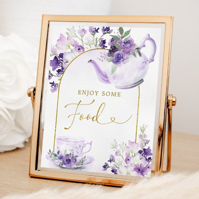 Póster Morado Floral Bridal Ducha Té Rótulo de alimentos (Subido por el creador)