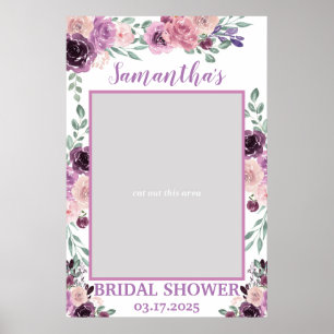 Póster Morado Floral Bridal Shower Fotograma de apoyo Boh
