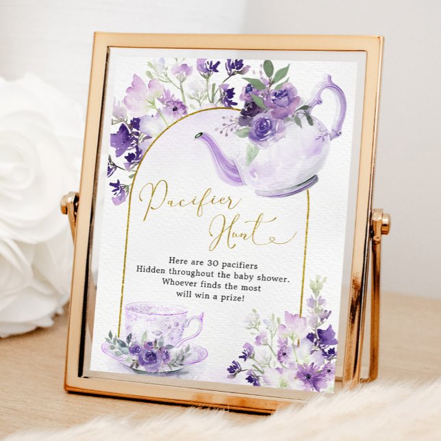 Póster Morado Floral Bridal Shower Tea Pacifier Hunt Rótu (Subido por el creador)
