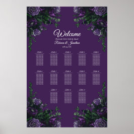 Póster Morado Floral Elegante Boda Gótica