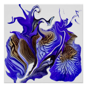 Póster Morado Iris Flower Swirls