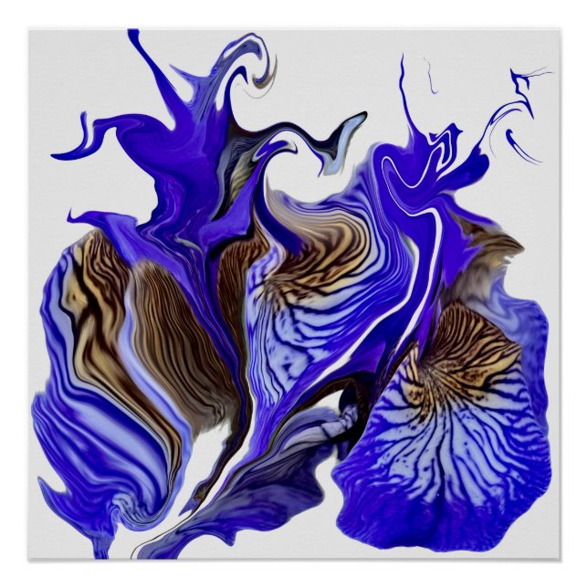Póster Morado Iris Flower Swirls (Anverso)