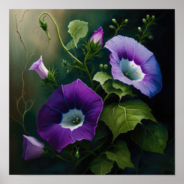 Póster Morado morado Glory Flower Art Print Poster (Frente)